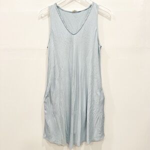Lazy Sundays Striped Blue White Dress Sleeveless Made in USA Large